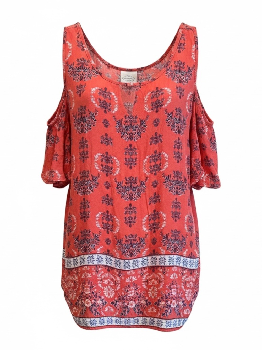 St. John's Bay Coral Cold-Shoulder Print Tunic